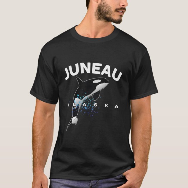Juneau Alaska Orca Er Valutflyktning Läger Semeste T Shirt (Framsida)
