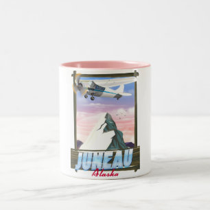 Juneau Alaska resebilagaffiche Två-Tonad Mugg