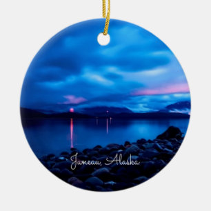 Juneau, Alaska solnedgång Julgransprydnad Keramik