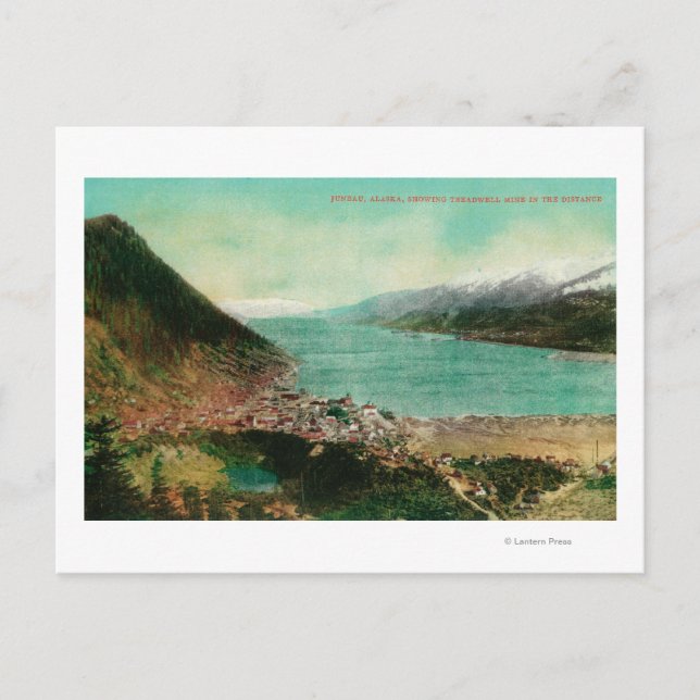 Juneau, Alaska Town View med Treadwell Mine in Vykort (Framsida)