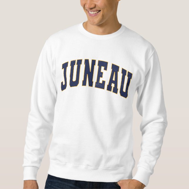 Juneau Alaska Vintage College Stil Lång Ärmad Tröja (Framsida)