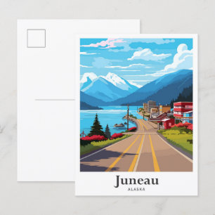 Juneau Alaska Vintage resor Illustration Vykort