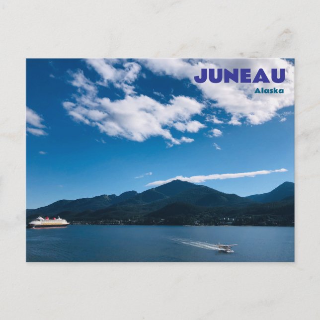 Juneau Alaska vycard med Cruise Flyt Flygplan Vykort (Framsida)