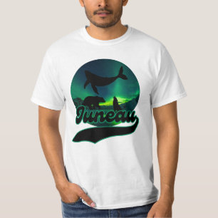 Juneau Alaska Whale Varg Bear Aurora Northern Ak T Shirt