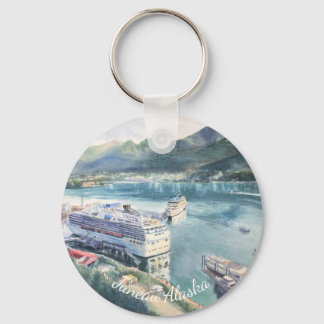 Juneau Cruise Port Watercolor Art Keychain Nyckelring