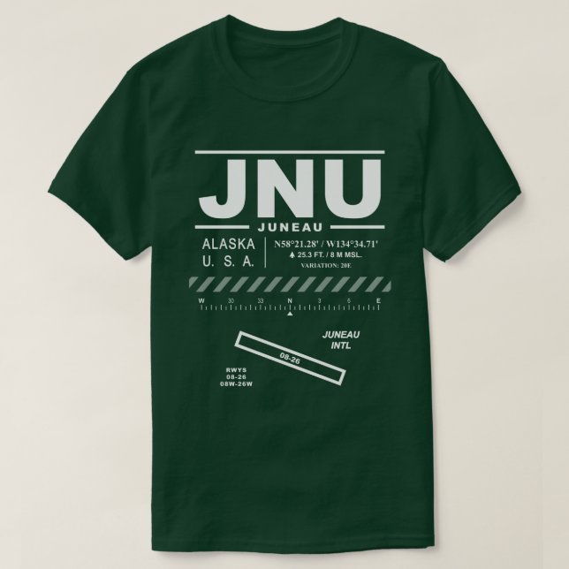 Juneau Internationell flygplats JNU T-Shirt (Design framsida)