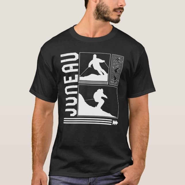 Juneau Skiing Winter Snowboarder T Shirt (Framsida)