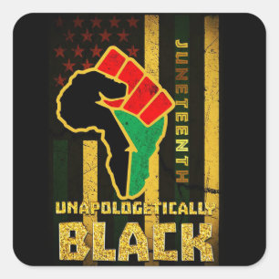 Junelfte opologetiskt svart afrikanskt amerikan fyrkantigt klistermärke