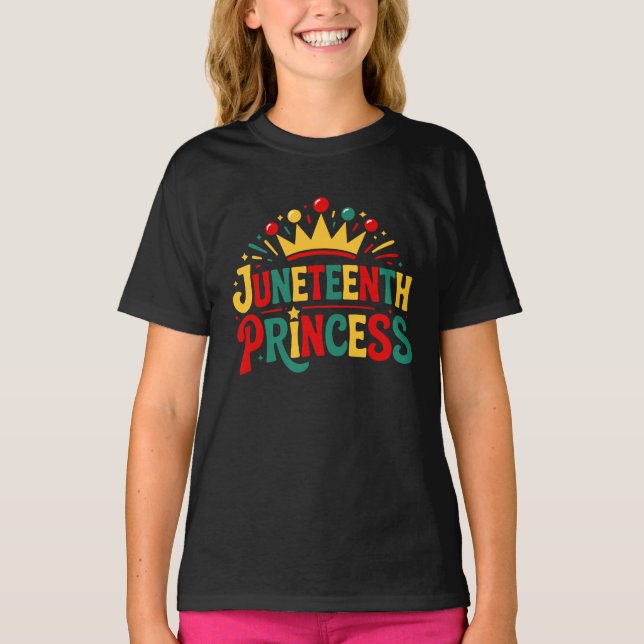 Junelfte Princess Krona Småbarn Girls Melanin T Shirt (Framsida)