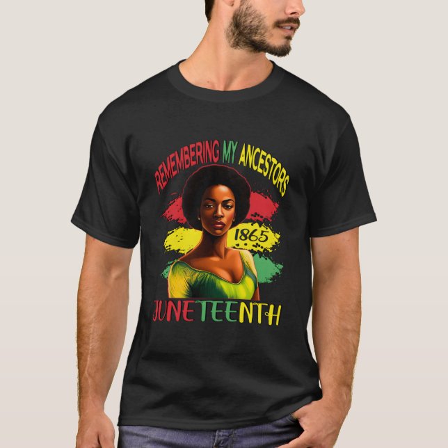 Junenth Remembering My Ancestors Black T Shirt (Framsida)