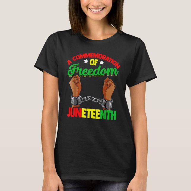 Juneteent Break the Chains Black African American T Shirt (Framsida)