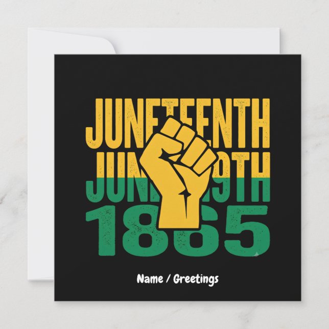 Juneteenth 1865 19 juni Svart Frihet Grafisk De Inbjudningar (Framsida)