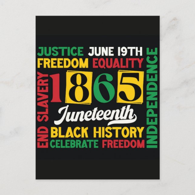 Juneteenth 1865 Frihetsdag Svart Historia Helg Vykort (Framsida)