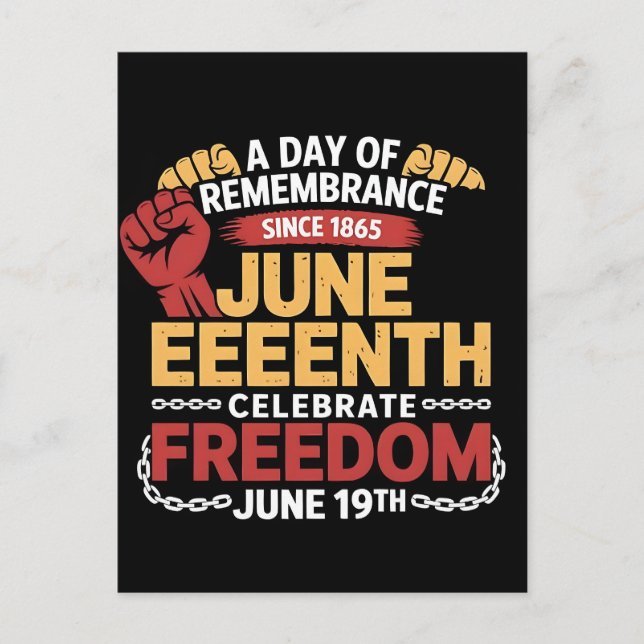 Juneteenth 1865 Frihetsdag Svart Historia Helg Vykort (Framsida)
