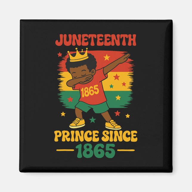 Juneteenth 1865 Groovy Prince Småbarn Dab Pojke Fr Magnet (Framsidan)