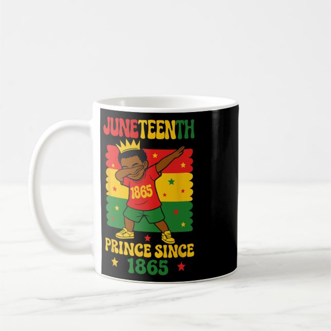 Juneteenth 1865 Groovy Småpojke Dabbar Prins  Kaffemugg (Vänster)
