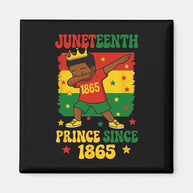 Juneteenth 1865 Groovy Småpojke Dabbar Prins  Magnet (Framsidan)