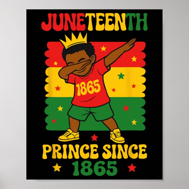 Juneteenth 1865 Groovy Småpojke Dabbar Prins  Poster (Framsidan)
