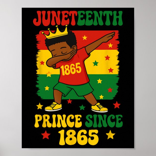 Juneteenth 1865 Groovy Småpojke Dabbing Prince  Poster (Framsidan)
