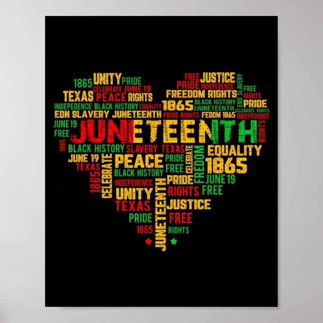 Juneteenth 1865 hjärta svart historia frihet poster (Framsidan)