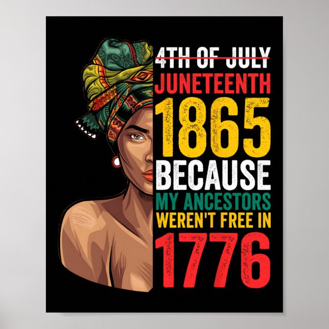 Juneteenth 1865 Juneteenth Svart Drottning Junetee Poster (Framsidan)