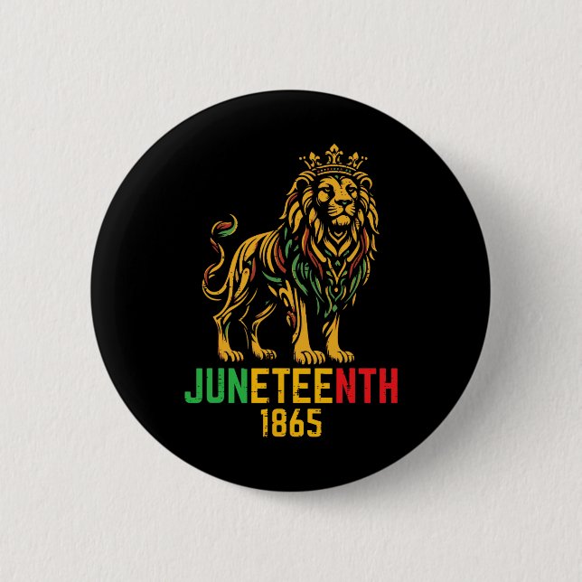 Juneteenth 1865 Lejon Svart Afrikansk 19:e juni Mä Knapp (Framsida)