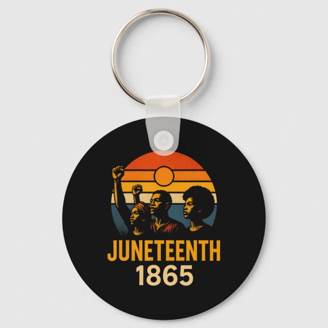 Juneteenth 1865 Retro Sunset Svart Historia Och Af Nyckelring (Framsida)