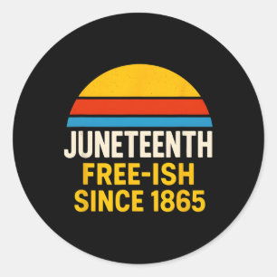 Juneteenth 1865 Retro Sunset Svart Historia Och Af Runt Klistermärke