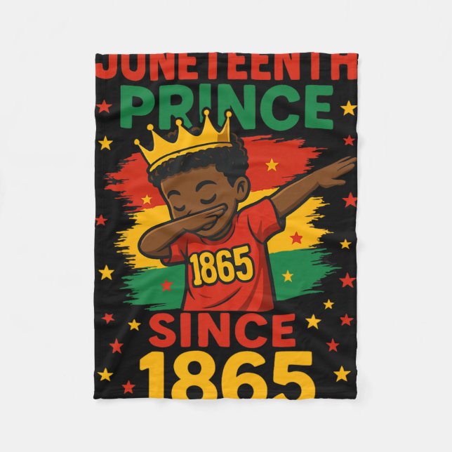 Juneteenth 1865 Småbarn Pojke Dabbar Prins Afro B Fleecefilt (Framsidan)