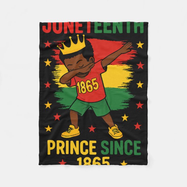 Juneteenth 1865 Småbarn Pojke Dabbar Prins Afro B Fleecefilt (Framsidan)