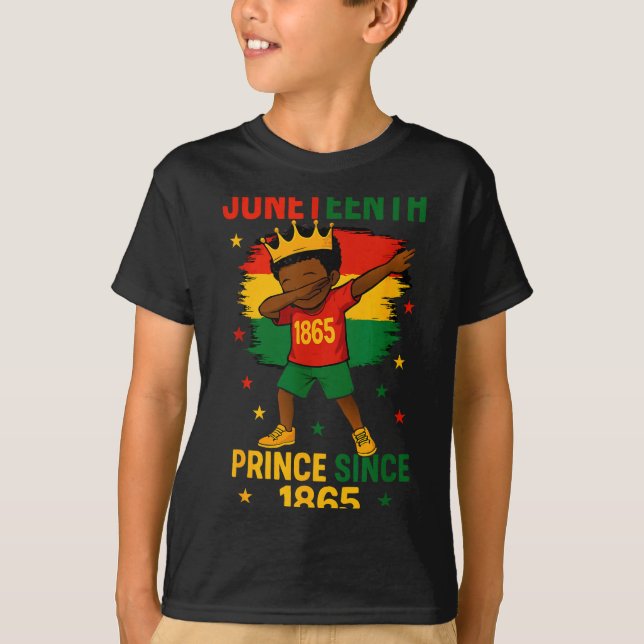 Juneteenth 1865 småbarn pojke dabbar prins afro t shirt (Framsida)