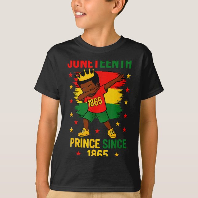 Juneteenth 1865 småbarn pojke dabbing prins afro t shirt (Framsida)