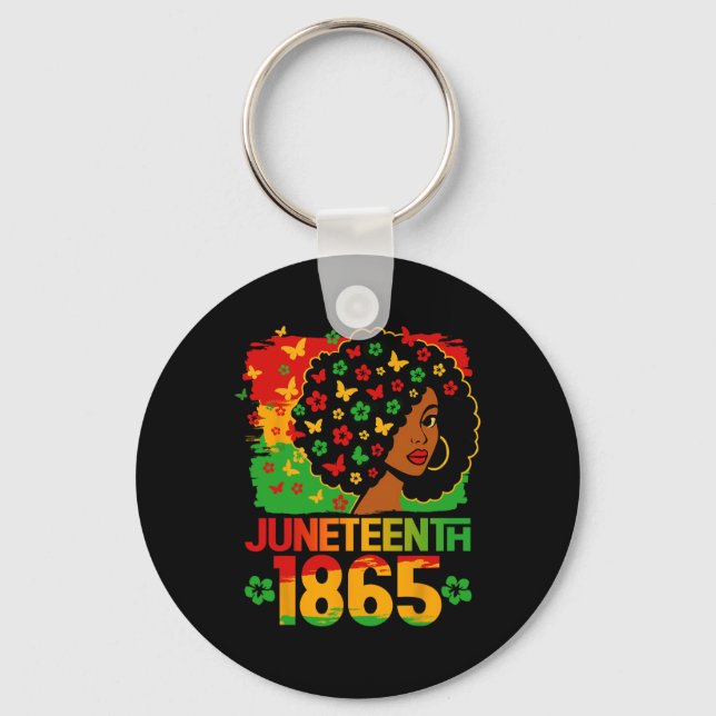 Juneteenth 1865 Svarta Afro Hår Kvinnor Flicka Sva Nyckelring (Framsida)
