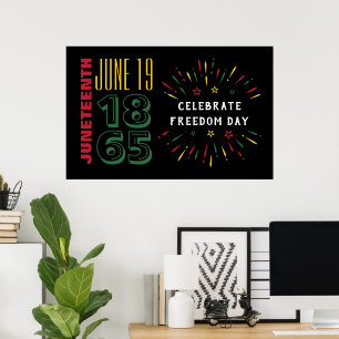 Juneteenth 19 juni 1865 Svart historia Fyrverkerie Poster