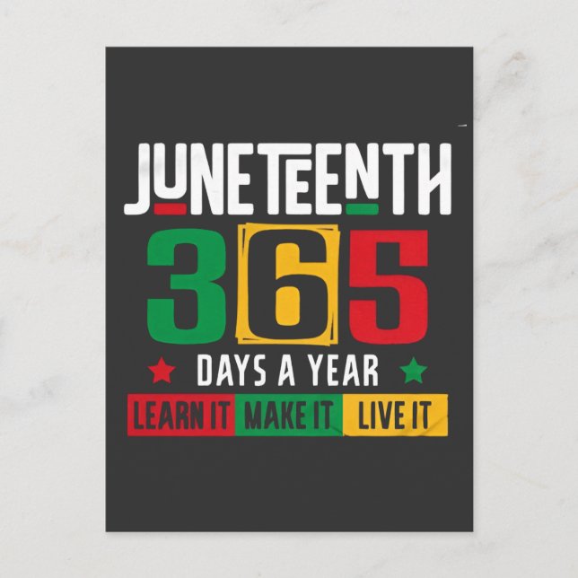 Juneteenth 365 dagar om året Lär dig det som det l Inbjudan Vykort (Framsida)
