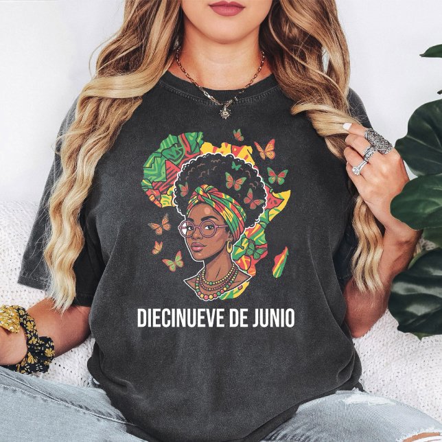 Juneteenth afrikansk kvinna fjärilar t shirt (Skapare uppladdad)
