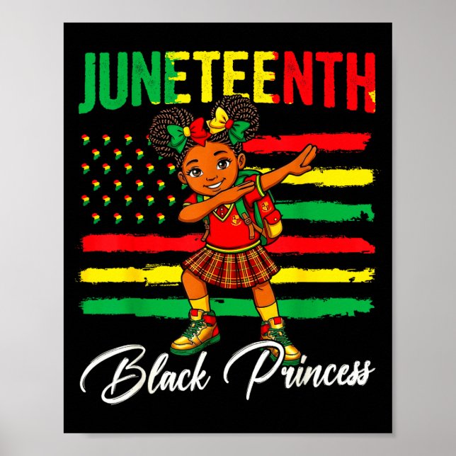 Juneteenth afro flickar dabbar svarta prinsessor b poster (Framsidan)