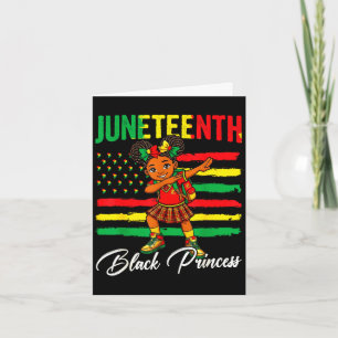 Juneteenth afro tjej dabbing svart prinsessa barn kort
