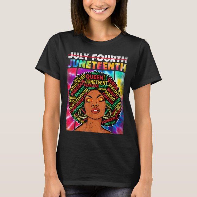 Juneteenth - afroamerikansk melanin drottning svar t shirt (Framsida)