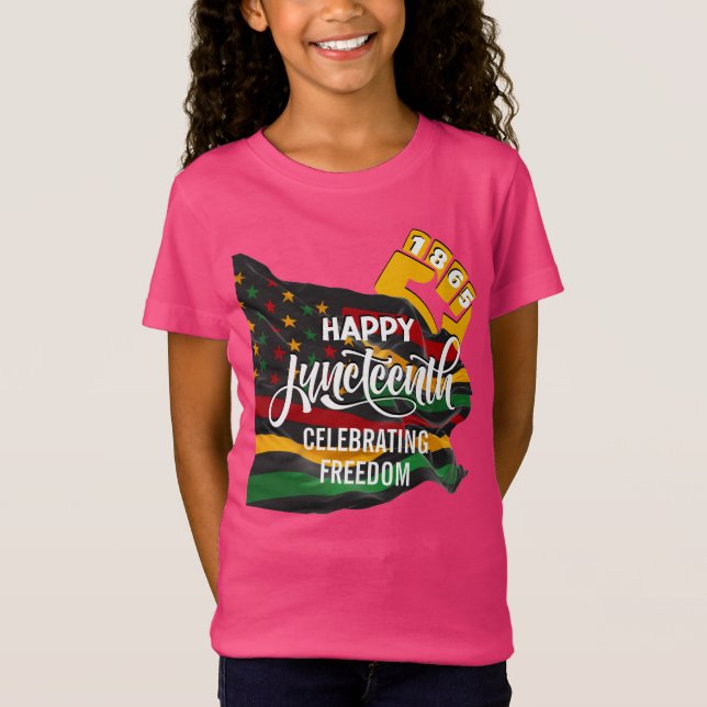 JUNETEENTH Afroamerikanska Flaggan T Shirt (Framsida)