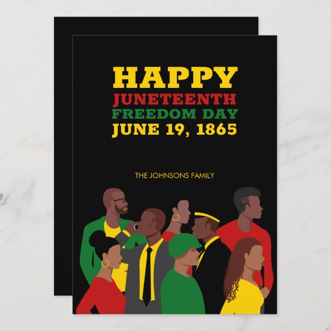 Juneteenth afroamerikanska frihetsdagen svart kort (Fram/baksida)