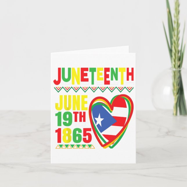 Juneteenth afroamerikanska puertoricanska flaggan  kort (Framsida)