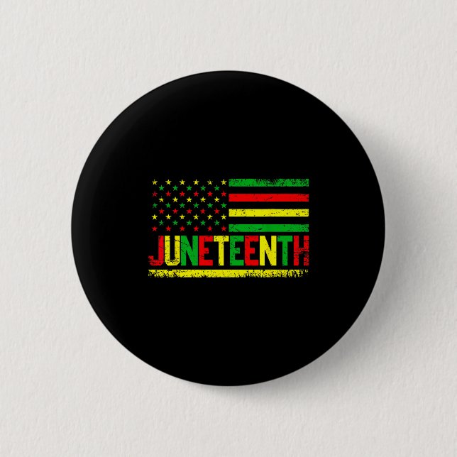Juneteenth amerikansk flagga frigörelse melanin knapp (Framsida)