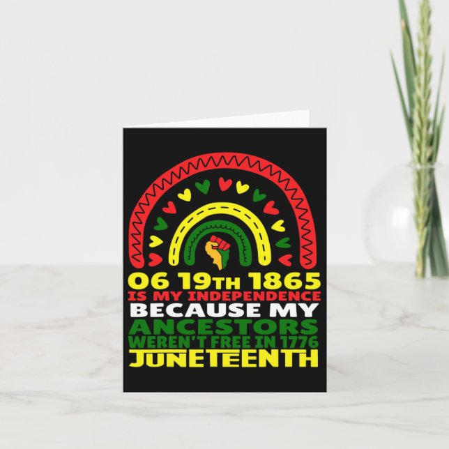 Juneteenth Är Min Oberoendedag Rosa Svart Regnbåge Kort (Framsida)