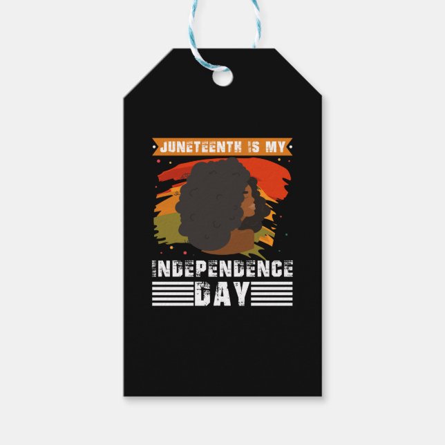 Juneteenth är min självständighetsdag Svarta Kvinn Presentetikett (Framsidan)