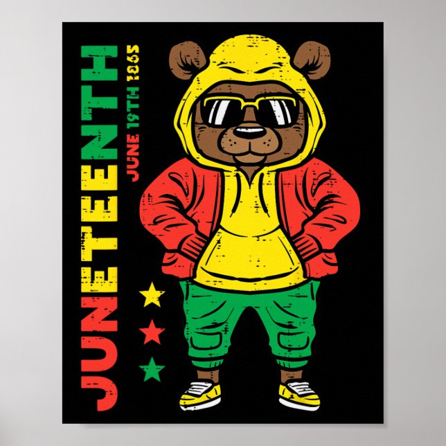 Juneteenth-björn afroamerikansk småbarnsflicka poj poster (Framsidan)
