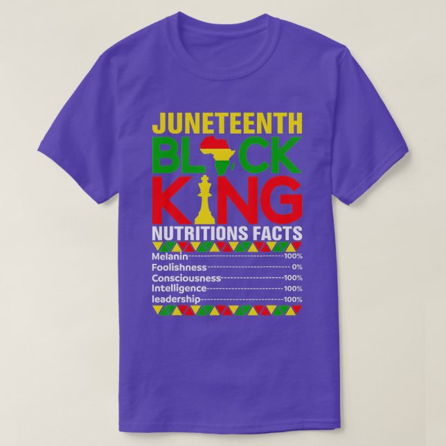 Juneteenth Black King Melanin Nutritional Facts Fa T Shirt (Design framsida)