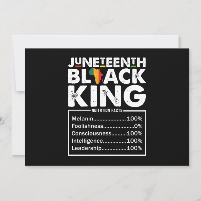 Juneteenth Black King Näringsfakta Melanin Inbjudningar (Framsida)