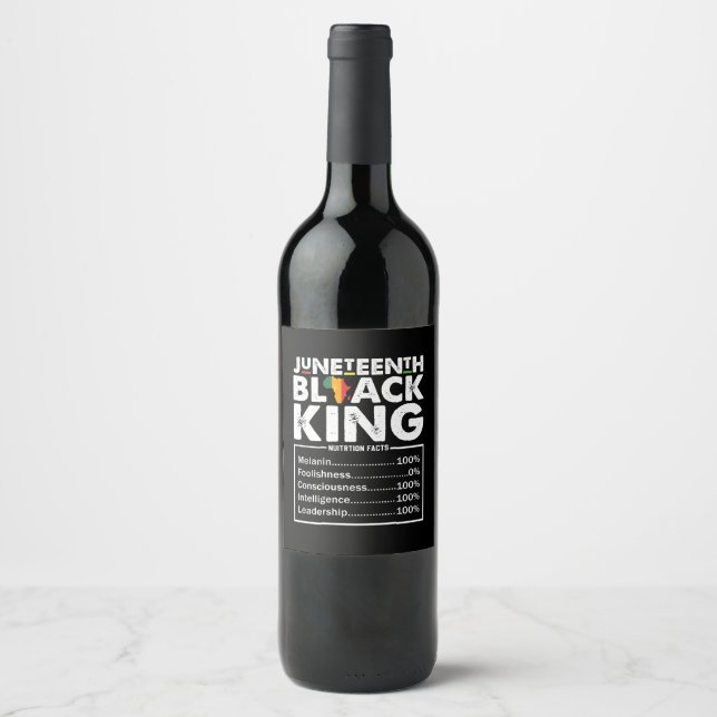Juneteenth Black King Näringsfakta Melanin  Vinflaska Etikett (Framsida)