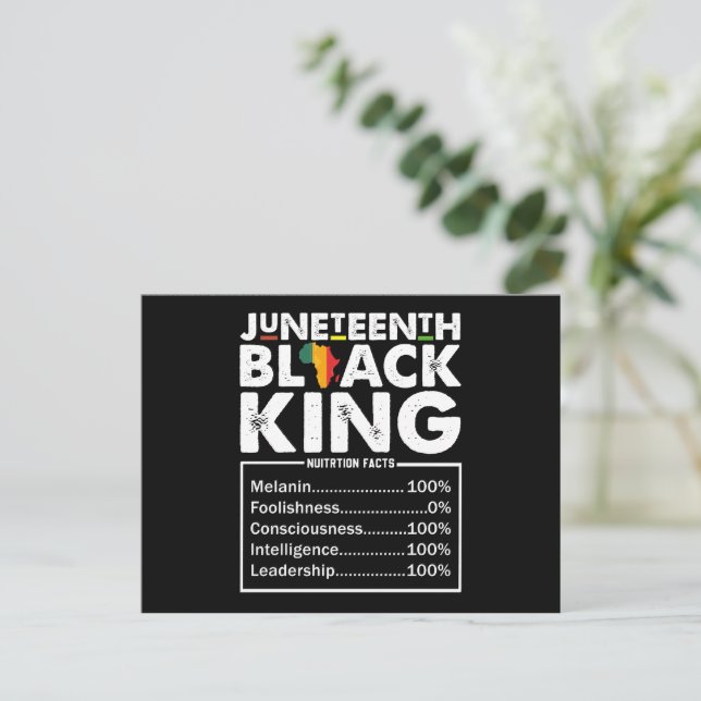 Juneteenth Black King Näringsfakta Melanin Vykort (Stående Fram)